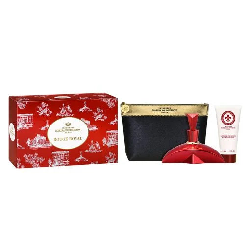 Kit Coffret Rouge Royal Marina De Bourbon EDP + Body Lotion + Necessáire